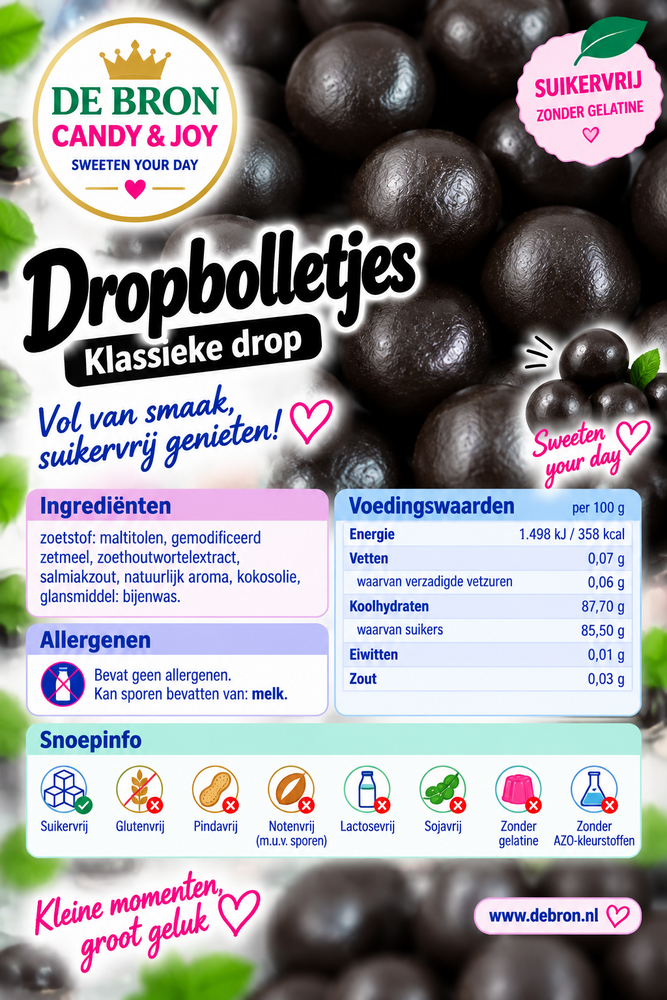 De Bron Dropbolletjes Sugarfree
