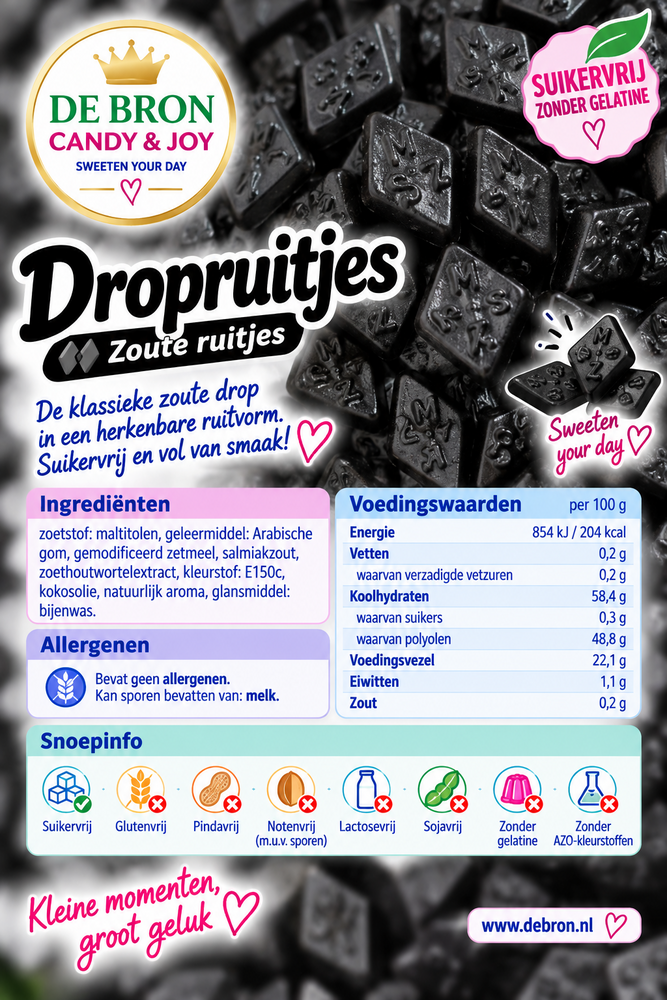 De Bron Zoute Ruitjes Sugarfree